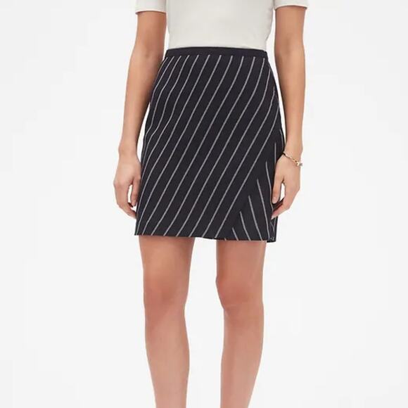 Banana Republic Navy Stripe Wrap A-Line Skirt - Picture 13 of 14
